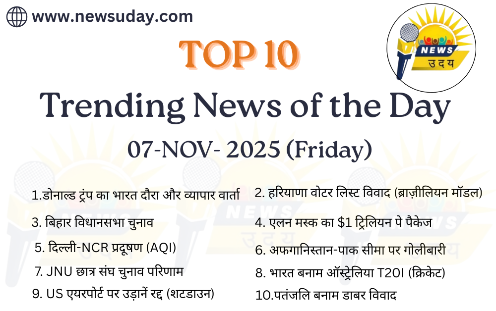 7 नवंबर 2025 के सुबह की 10 सबसे अधिक खोज की जाने वाली प्रमुख खबरें