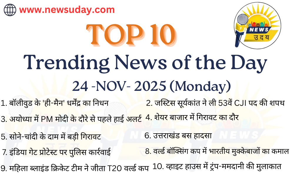 24 नवंबर 2025 की 10 बड़ी खबर यहाँ देखे