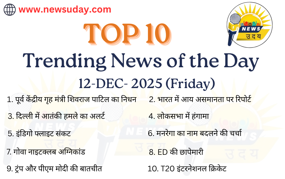 12 दिसंबर 2025 की 10 सबसे प्रमुख खबरों की विस्तार से यहाँ पाए